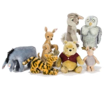 Steiff Limited Edition Winnie the Pooh and friends set: comprising Pooh, 6543 of 10000, 1999; Rabbit, 1225 of 5000, 2000; Eey