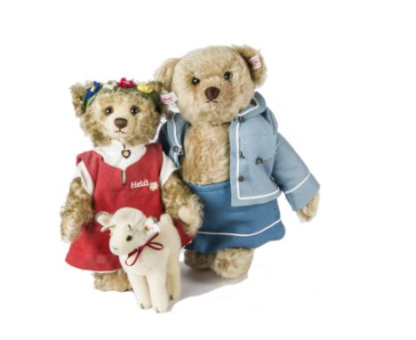 Steiff Limited Edition girl teddy bears: Bagi, 1951 for the Club year 2006; and for Switzerland Heidi with kid, 19 of 1500, 2