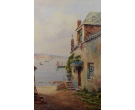 Artist Unknown, 20th Century, watercolour, A Mediterranean style scene with seascape to the background, framed, mounted, and 
