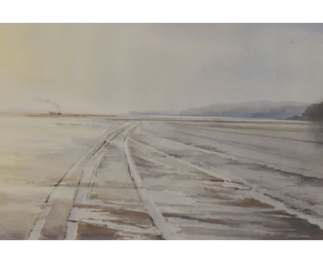 *Local Interest - G. Douglas Hyslop (20th Century, British), a watercolour, a coastal landscape with a steaming engine in the
