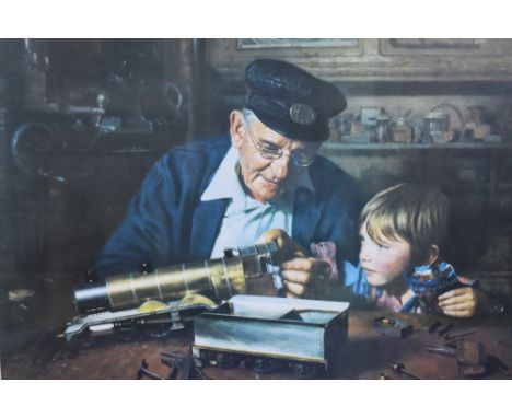 After David Shepherd (1931-2017), a lithograph print, 'Grandpa's Workshop', of model railway interest, signed to the margin, 