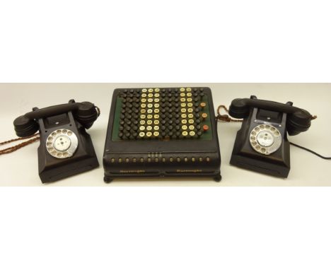 Burroughs Adding machine & two vintage black bakelite rotary dial telephones (3) Condition Report Click here for further imag