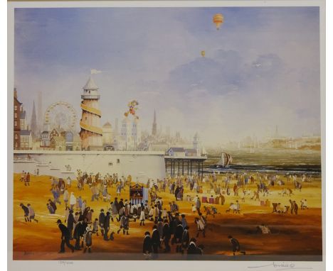 'Summer, Sun, Sea & Skint', limited edition colour print No. 128/500 signed in pencil by Brian Shields 'Braaq' (British 1951-