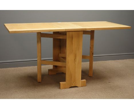 Light oak drop leaf dining table, 65cm x 153cm, H76cm - 3 months old Condition Report Click here for further images, conditio