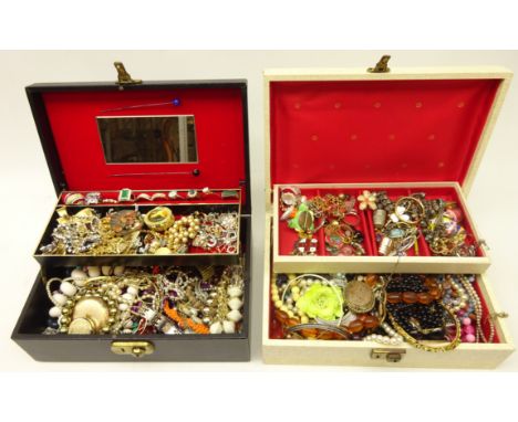 Stone set silver ring stamped 925, watches and other costume jewellery in two jewellery boxes  Condition Report Click here fo