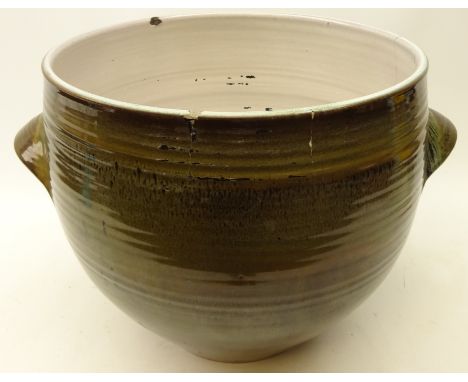 Guy Sydenham for Poole pottery, large stoneware twin handled pot, impressed marks & monogram, H32cm  Condition Report Click h