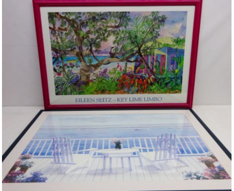 'Key Lime Limbo', colour print after Eileen Seitz, Balcony Looking out to Sea, colour print and after D. Romanello and eight 