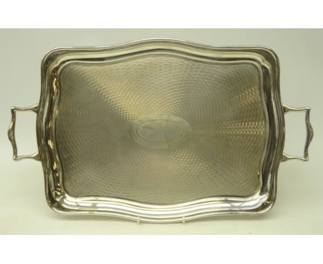 James Dixon & Son engine turned twin handled tray, L55cm  Condition Report Click here for further images, condition, auction 