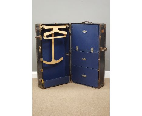 'The Orderlee' metal bound Wardrobe trunk with fitted interior, H100cm, D54cm Condition Report Click here for further images,