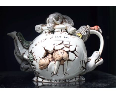 A FINAL PAUL CARDEW PROTOTYPE TEAPOT from 15th January 1999, part of the Harmony Kingdom range 