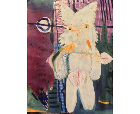 AMANDA GRIFFITHS  Moon Rabbit   A1  Mixed media Signed with the artist’s initials in glitter Community artist from Wales. Wor