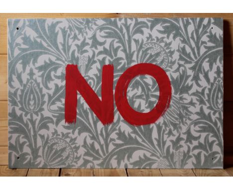 GILL CATHLES  NO  Dims (hxlxd) 42.0 x 59.4 x 1.2cm  Acrylic on vinyl wallpaper [perspex bolted front; not shown in the image]