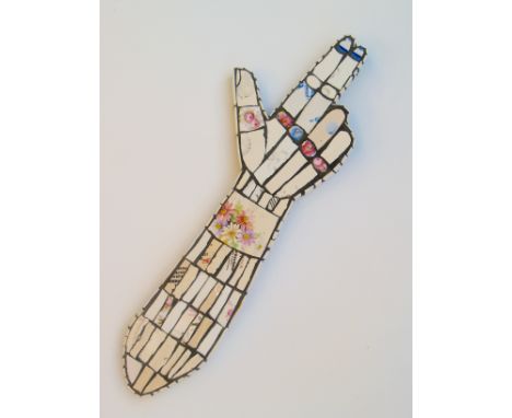 CLEO MUSSI  Busy Arm   Reclaimed ceramic  64 x 16 x 2 cm  www.mussimosaics.co.uk  Cleo Mussi is a modern day folk artist, her