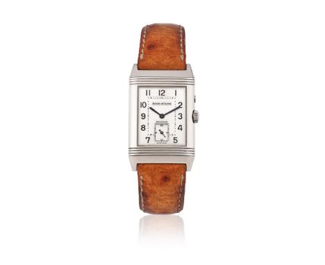 JAEGER-LECOULTRE, REVERSO NIGHT AND DAY, REF. 270.8.54 A STAINLESS STEEL REVERSIBLE DOUBLE DIAL WRISTWATCH WITH 24 HOUR INDIC