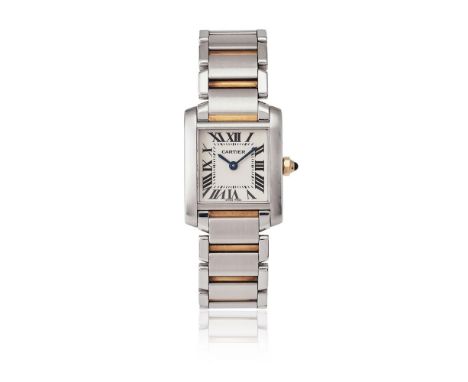 CARTIER, TANK FRANCAIS, REF. 2384 A LADY'S BI-METAL BRACELET WATCH, NO. 321891CD, CIRCA 2005Movement: Cal. 057, quartz, 4 jew