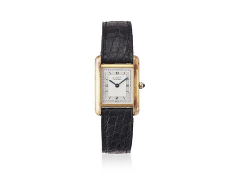MUST DE CARTIER, TANK A SILVER GILT WRISTWATCH, NO. 3 66001 03968Movement: Cal. 66, quartz, 6 jewels Case: Silver gilt case, 