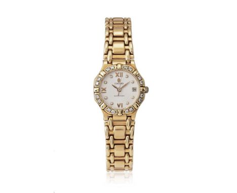 CONCORD, SARATOGA, REF. 51 73 287 G A LADY'S 18 CARAT GOLD AND DIAMOND BRACELET WATCH WITH DATE, NO. 963566, CIRCA 1990 Movem