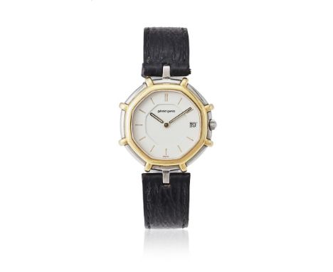 GERALD GENTA, REF. G.2850.7 A BI-METAL WRISTWATCH WITH DATE, NO. 4640, CIRCA 1990Movement: Cal. ETA 955 412, quartz, 7 jewels