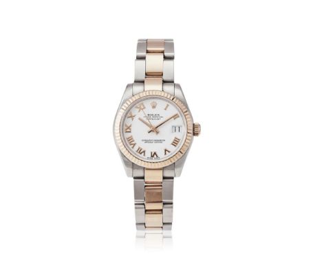 ROLEX, OYSTER PERPETUAL DATEJUST, REF. 178271 A MID-SIZE BI-METAL BRACELET WATCH WITH DATE, NO. 9566G8F5, CIRCA 2015Movement: