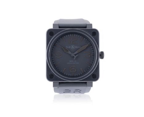 BELL & ROSS, INSTRUMENT PHANTOM, REF. BR-01-92-SB A LIMITED EDITION BLACK COATED STAINLESS STEEL WRISTWATCH, NO. 231/500, CIR