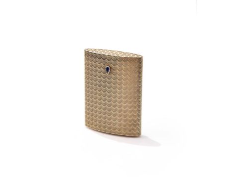 DUNHILL, A 9 CARAT GOLD CIGARETTE CASE LONDON 1961 Of oval cross section with engine turned swag decoration and pear shaped s