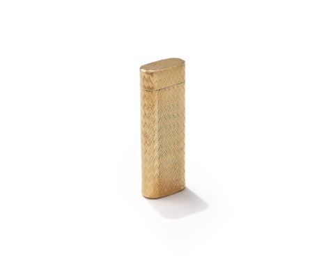 CARTIER, A LIGHTER  Of stylised basket weave design, with polished terminals of oval outline, signed Cartier Paris, indistinc