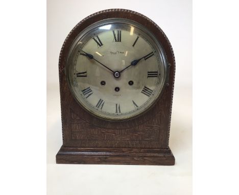 A large Mappin and Webb London mantle clock. W:28cm x D:17cm x H:35cm