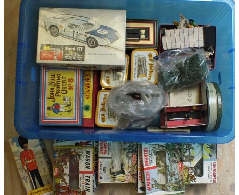 A Monogram 1:32 Model Car Racer Ford GT, boxed, a quantity of Airfix OO gauge figures, mainly boxed and other toys.