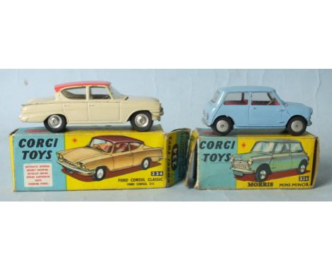 Corgi Toys, 226 Morris Mini-Minor and 234 Ford Consul Classic, both boxed, (2).