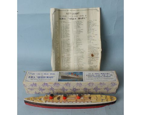 Chad Valley, RMS Queen Mary "Take to Pieces" model, with instructions, boxed.