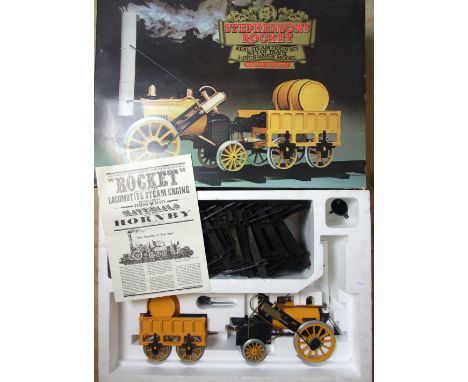 Hornby, Stephenson's Rocket, 3½" gauge model steam engine with track, boxed.