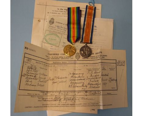 A WWI pair awarded to 27530 Pte W J M Probert, Oxford & Buck Light Infantry: War Medal and Victory Medal, together with Mr Pr