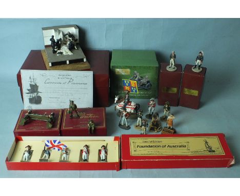 W Britain, 41143 Nelson Death Scene - Victory, on oak plinth from oak of HMS Victory, various other historical figures, a Cly