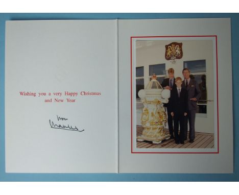 The Prince of Wales, 1997 Christmas card, (sent after the Princess's death), signed by Charles, with embossed gilt Royal ciph