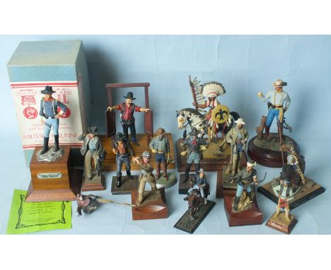 A Dek Military Models "Pony Soldier" model of John Wayne, and 13 other cowboy and Indian figures.