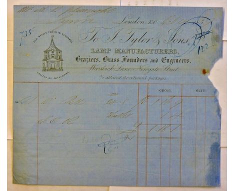 London 1859 J Taylor & Sons engraved heading Lamp Manufacturers