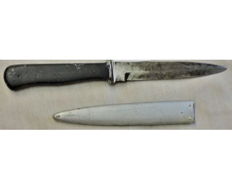 German Nazi WWII Army Trench/Boot Knife -NAHKAMPFMESSER, the scabbard is missing its spring clip which would be used to attac