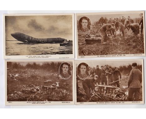 Zeppelin Wreaked RP cards(4) incl Cuffley (3rd Sept 1916(3) Rotary
