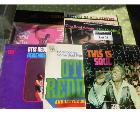 Records : Soul - good selection of 7 albums - Wilson Pickett & Otis Redding, some rare and 4 of which are on UK red/plum Atla