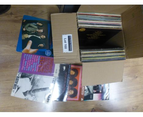 Records : Box of albums, mixed lot incl Michael Jackson, Holly, Bates, Hornsby etc, 60+ albums. 