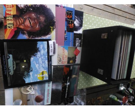 Records : Vintage case of 40+ albums incl Clapton Crossroads box, Parker, Chess, Stray Cats etc, good mix, albums are in vgc.