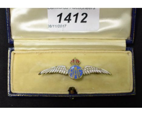 An RAF enamel sweetheart brooch, cased