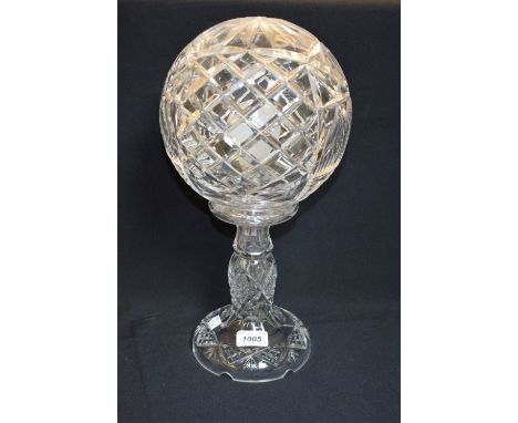 A cut glass table lamp, spherical shade, 40cm high