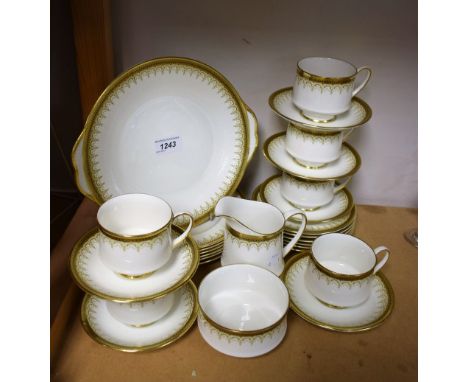 Ceramics - a Paragon Athena pattern six place setting tea service, gilt edge, tea cups and saucers, six side plates, milk jug