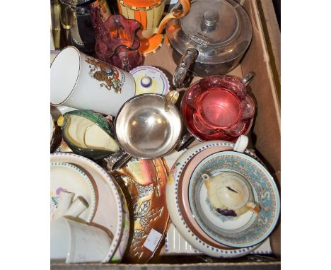 Ceramics, Glass and Metalware- Poole, Carnival, Cranberry, molded glass, Myott jug, etc