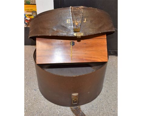 A Victorian mahogany tea caddy; retro hatbox (2) 