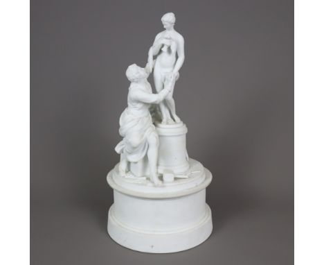 Große Figurengruppe "Pygmalion und Galatea" - Niderviller, Frankreich, Biskuitporzellan, Szene aus Ovids Metamorphosen: auf h