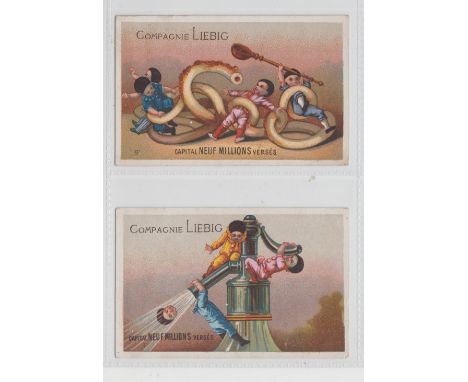 Trade cards, Liebig, Pierrots Black Caps & Coloured Clothes, ref S23, French language (set, 6 cards) (1 with light staining t