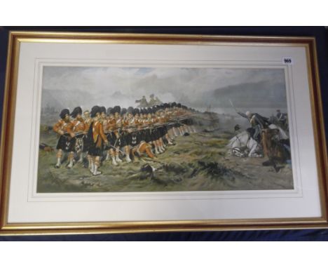 Framed & glazed prints, three large military prints, Charge of the Light Brigade, 'Gordons & Greys to the Front' & one other 