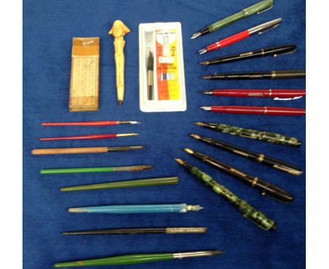 Pens, a collection of approx. 20 fountain pens (10) & writing instruments, mixed ages, mostly without makers names but includ